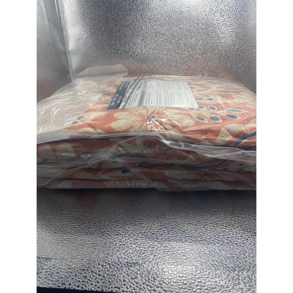 Floral Paisley Quilted Bedding Orange Blue Cream Patterned Quilt New in Bag
